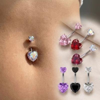 Stainless Steel Belly Button Rings Heart Shape Belly Piercing Fashion Body Jewelry  for Gift