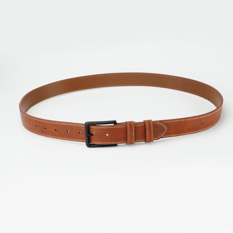 Belt for Men's Pin Buckle Trendy Business Retro Cowhide Belt Simple and Versatile Middle Aged and Young Pants for Men