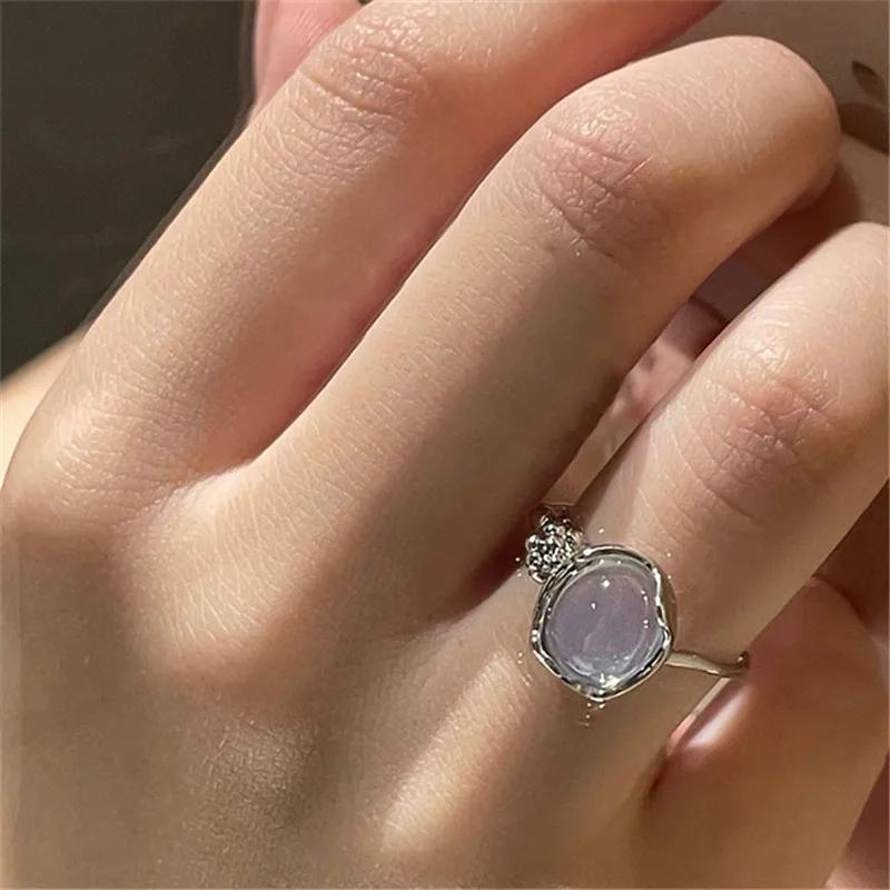Kpop Retro Gothic Silver Color Heart Metal Ring For Women Girls Vintage Y2k Crystal Open Rings Punk Geometry Rings Party Jewelry