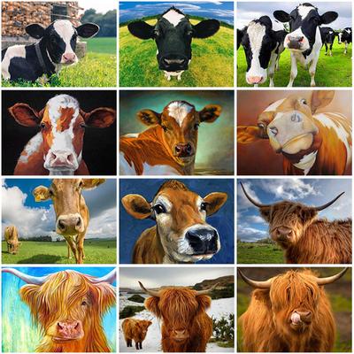 Cartoon Kuh DIY 5D Diamant Malerei voller Runde Bohrer Mosaik Tiere Bull Kopf Diamant Stickerei Kreuzstich Kits Home Decor