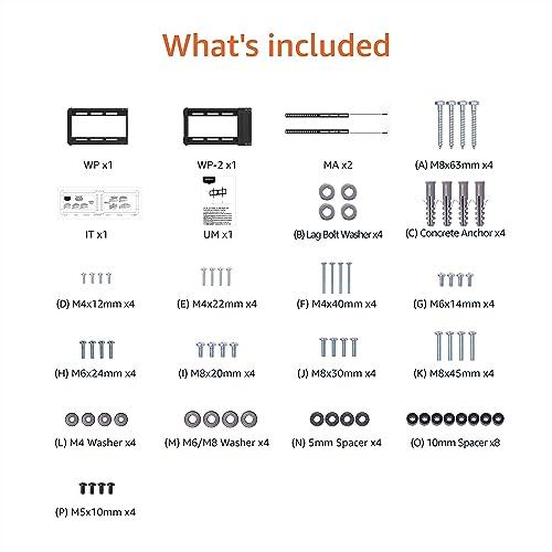 Amazon Basics TV Wall Mount with Tilt and Leveling Post, Fits 32-86 Inches, Black