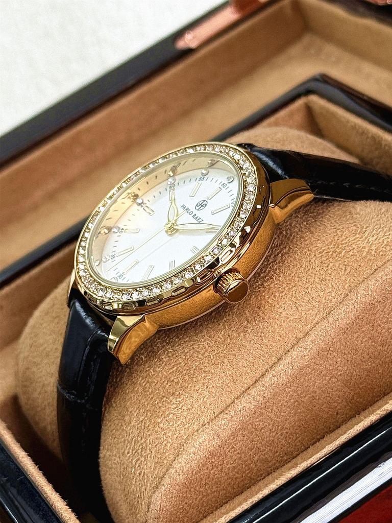 Pablo Raez Women's Luxury Gold Rhinestone Waterproof Wristwatch