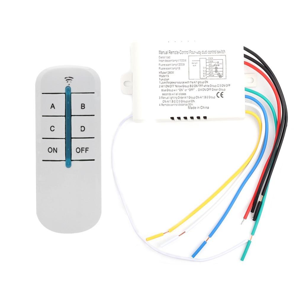 2/3/4 Ways Wall Remote Control Switch 220V ON/OFF Remote Control Kit ABS Flame Retardant Material Nominal 7A Relay