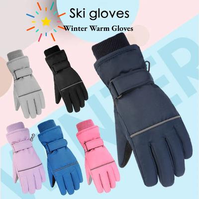 Children Ski Gloves Keep Finger Warm Waterproof Thicken Mittens Winter Snowboard Snow Kids Gloves For Boys Girl
