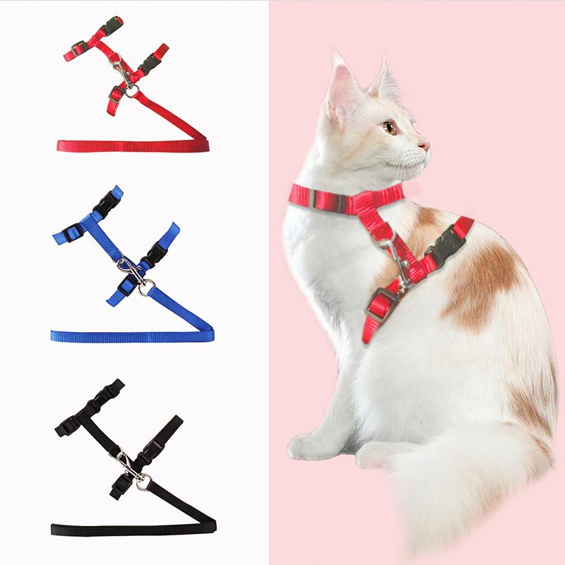 Cat Collar Harness Leash Adjustable Nylon Pet Traction Cat Kitten Dog Halter Collar Gato Cats Products Pet Harness Belt