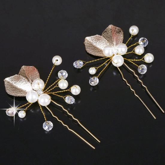Women Ethnic Wedding Bridal Bridesmaid Decor Leaf Headpiece Hair Stick Hairpin