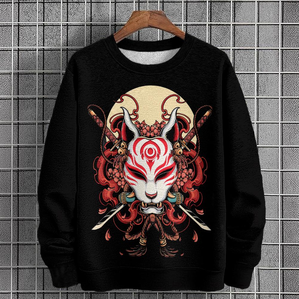 

Винтажная мужская толстовка с капюшоном Warrior Mask 3D Print с длинным рукавом, осенняя мода, толстовки с капюшоном, мужская одежда, большой размер, пуловер с капюшоном XL