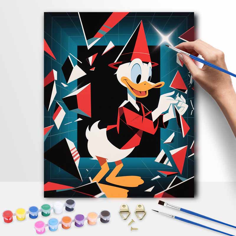 Disney Donald Duck geometric abstract art handmade diy oil painting digital painting kit home living room entrance decoration hanging painting 20x30cm