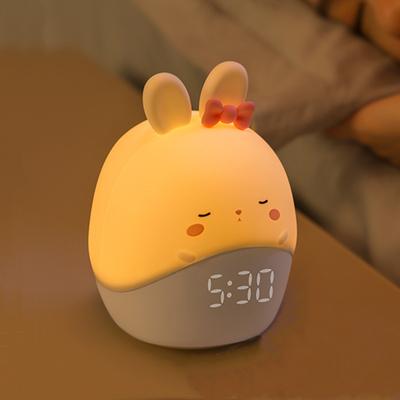 Lighting LED Alarm Clock Children Cute Cartoon Animal Party Alarm Clock Soft Silicone Bedside Sleep Mini Electronic Alarm