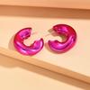 Metallic Color Acrylic Chunky C-shape Hoop Earrings for Women New Irregular Geometric Huggies Earring Glossy Jewelry