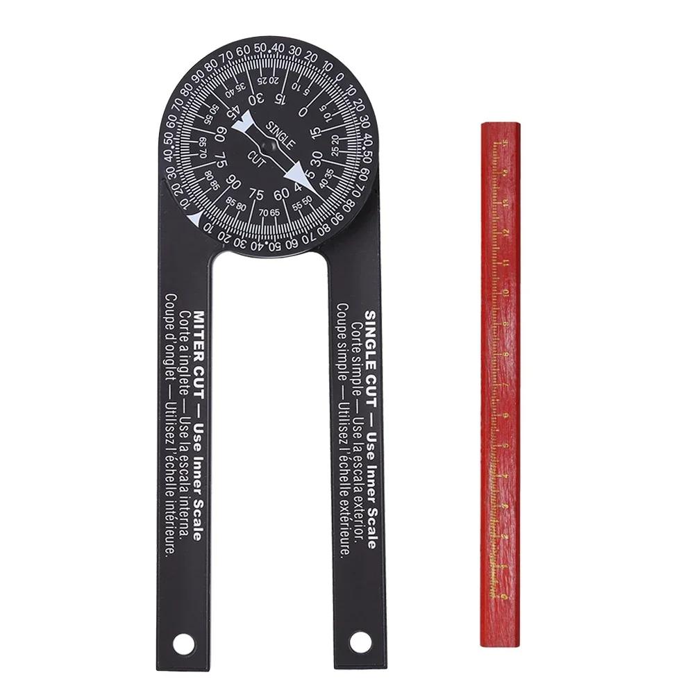

Miter Saw Protractor with Pencil Angle Gauge Protractor High Precision Inside & Outside Miter Angle Finder for Building Trades чёрный