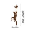 1Pc Rust-Colored Cat Garden Ground, a Fun Outdoor Decoration for Lovers, with Cat and Butterfly Design, Suitable for Muawn Art.
