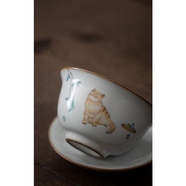 160ml Ru Kiln Covered Bowl Vintage Tea Brewing Bowl Ceramic Tea Serving Bowl