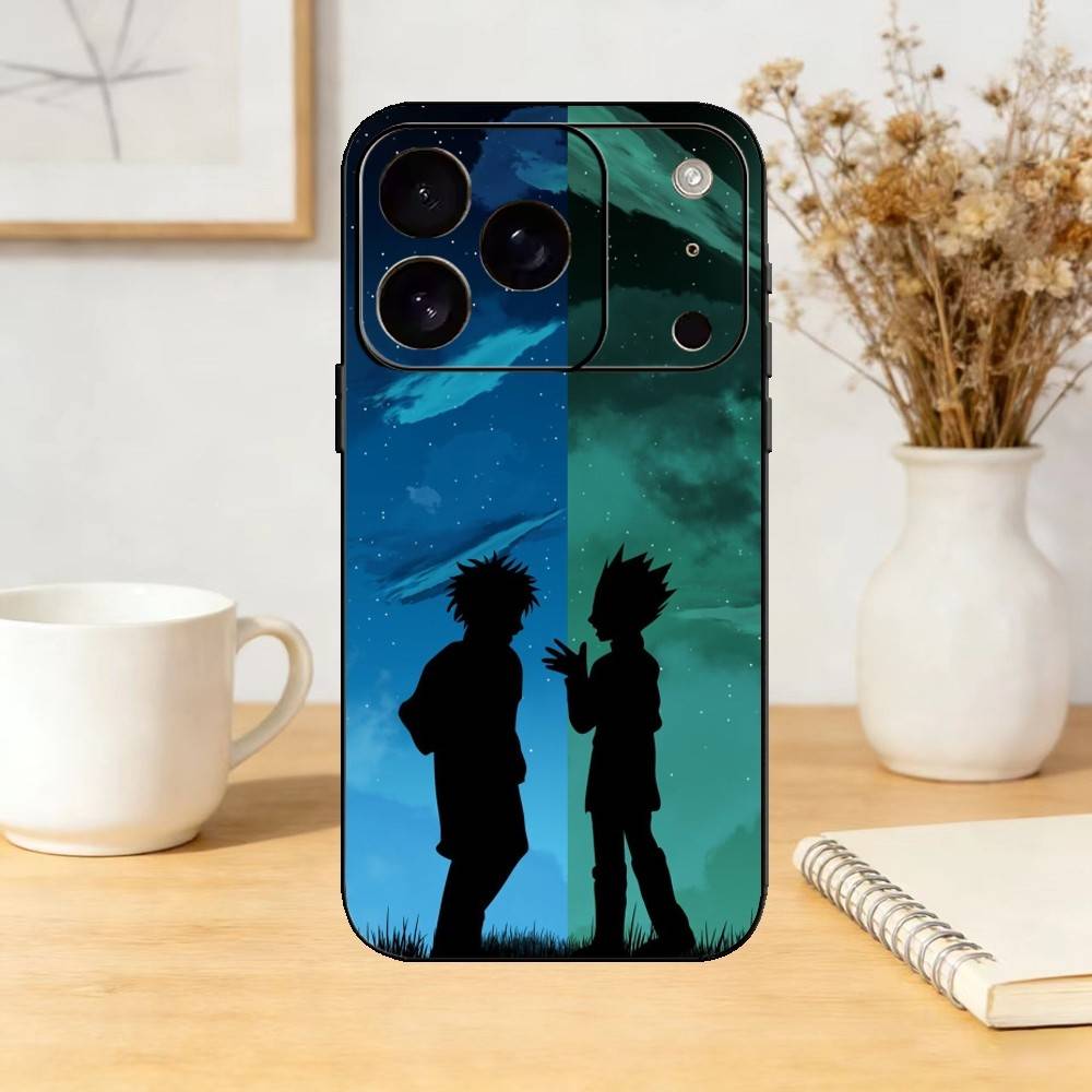Gon & Killua Hunter X Hunter Phone Case For iPhone 17,16,15,14,13,12,11 Plus,Pro,Max,Mini Silicone black Soft Cover