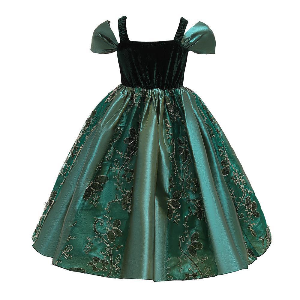 Frozen 2 Princess Anna Green Cosplay Dress for Kids