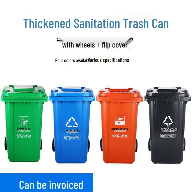 Heavy-Duty Outdoor Waste Bin with Lid and Wheels