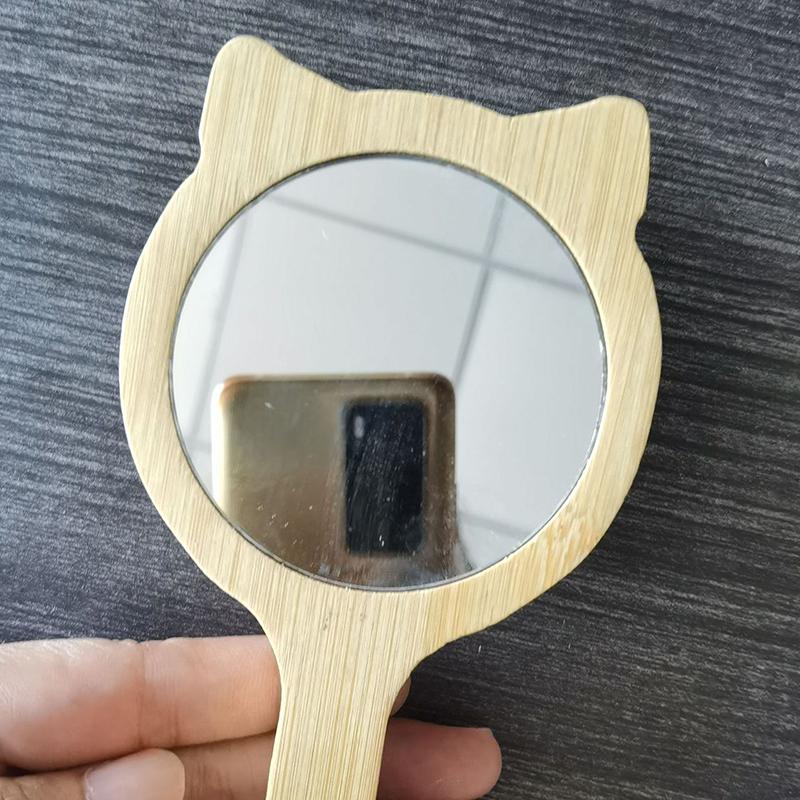 2-in-1 Katzenförmiger Kamm und Schminkspiegel Multifunktionaler Meridian-Massage Haushalts-Holz-Airbag-Kamm