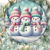Snowman Metal Sign Wreath Tin Wall Art for Home Bar Farmhouse Decor Iron Round Craft