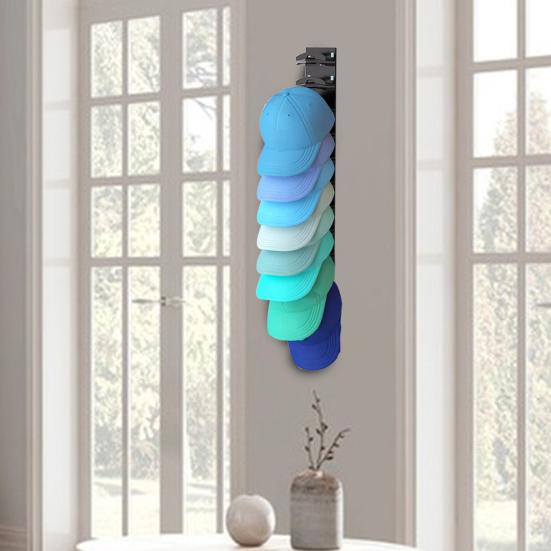 Şapka Düzenleyici Beyzbol Şapkası Depolama Rafı Kendinden Yapışkanlı Basit Kurulum Duvara Monte Çok Katmanlı Şapka Askısı Tutucu Sergileme Rafı