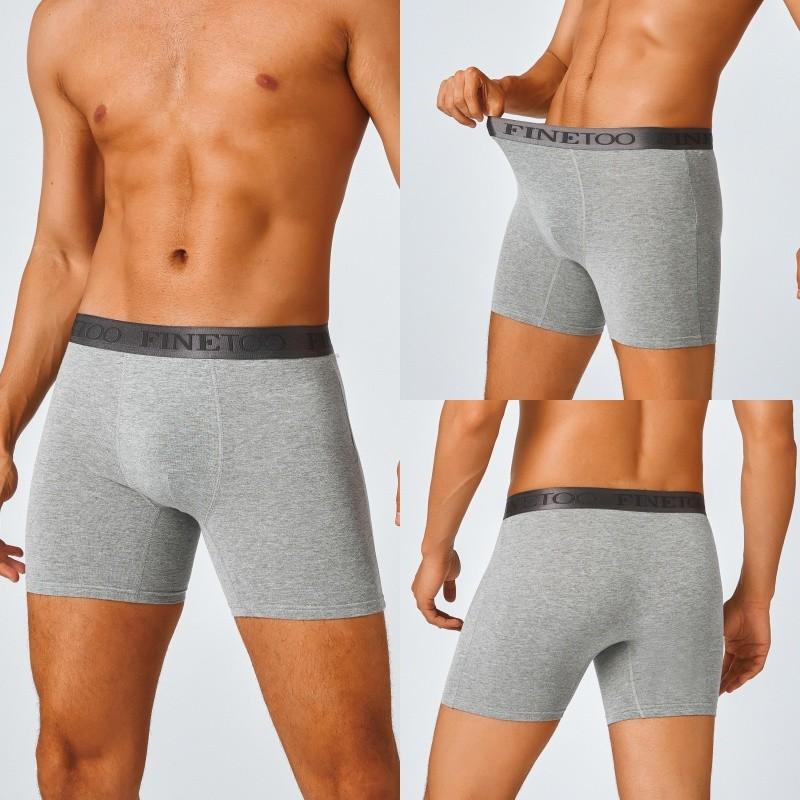 FINETOO Men Pure Cotton Boxer Briefs Soft and Breathable Underwear Sweat Absorbing and Antibacterial Panties S-XXL