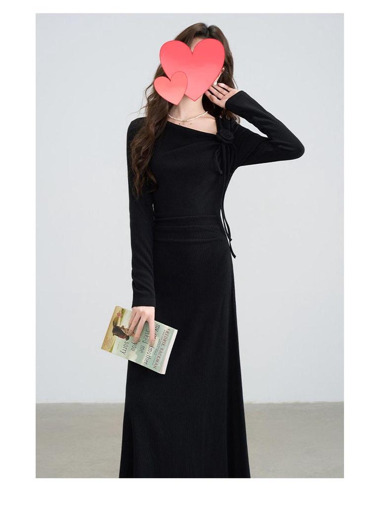2025 French High-End Red Early Autumn Plus Size Slimming Women's Dress