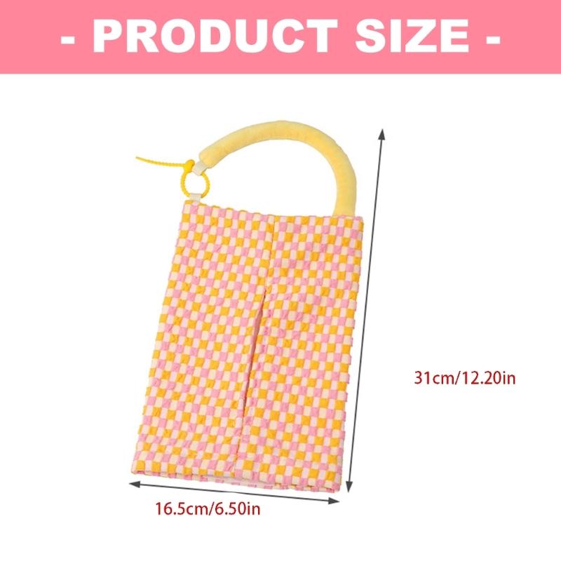 Plaids Pattern Paper Case Car Headrest Tissue Box Tissue Dispenser Bag Car Tissue Holder 6.7X9.8in Car Interior Accessory