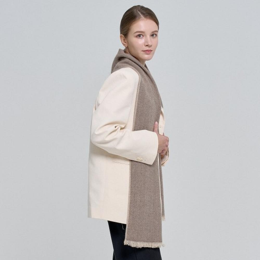 Dal Cashmere Herringbone Muffler Brown Single option