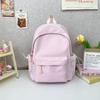 College Girls Solid Color Backpack With Cotton Linen Material And Breathable Design For Daily School Use