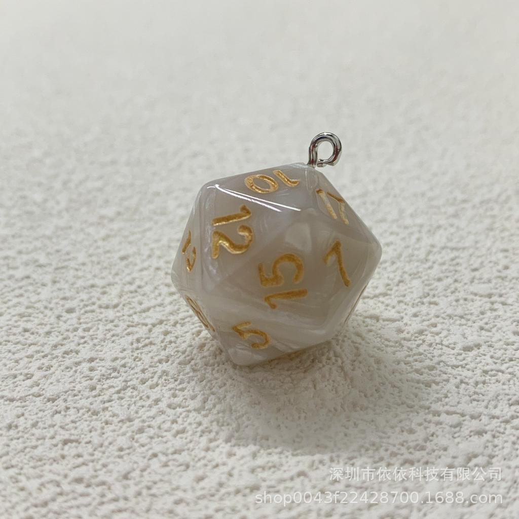 Manufacturer's real shot 20-sided sieve dice transparent solid color multi-sided dice bag pendant earrings keychain DIY accessories