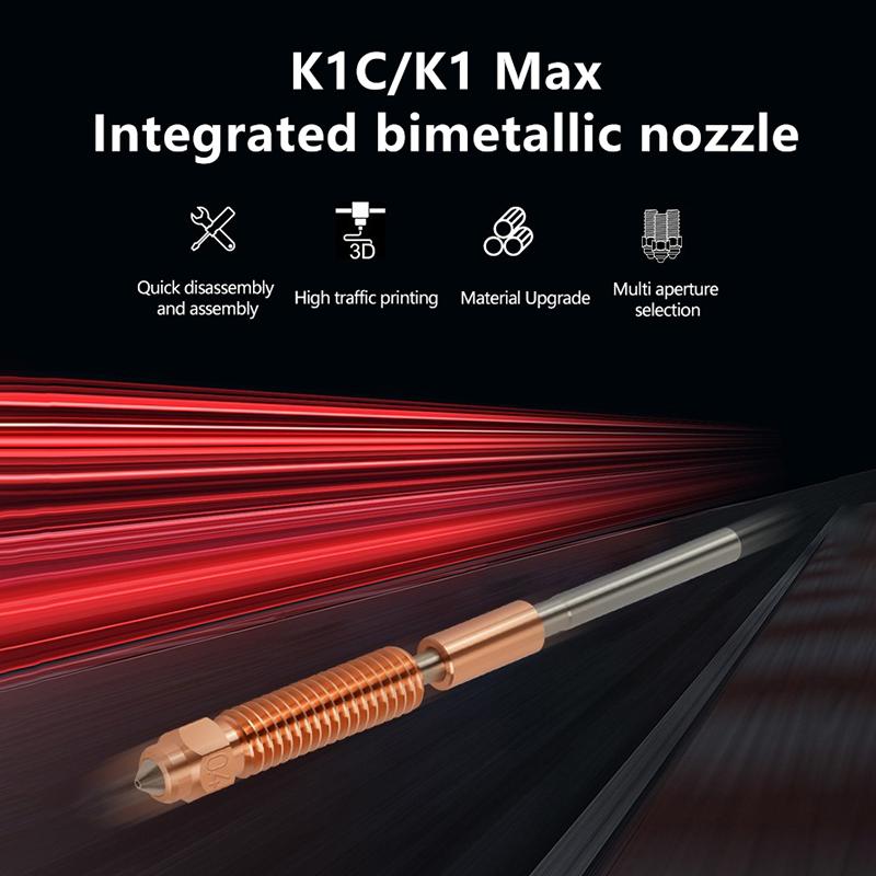 1PCS Creality K1C/K1 Max/K1 SE Nozzles Quick-Swap 3D Printer Nozzle Kit Copper Alloy And Hardened Steel Nozzle For K2 SE