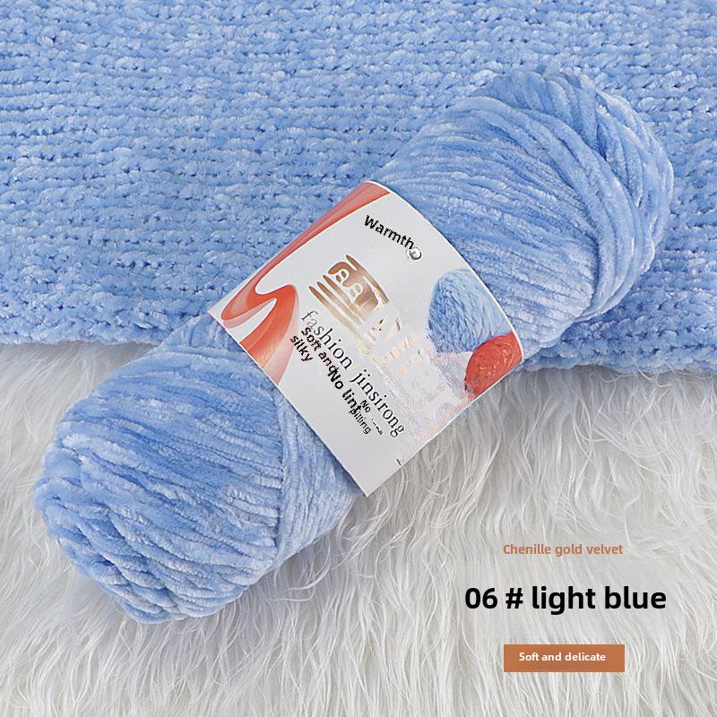 Chenille Gold Velvet Knit Scarf, Hat, Crochet Slippers, Doll Wool DIY Knitting Kit