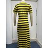 Women's Dress Short-sleeved V-neck Loose Striped Print Slit Long Dress