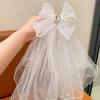 White Girls Head Gauze Bow Bridal Tulle Fashion Veil Hair Clip  Hairpins