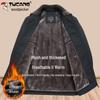 Woodpecker Men's Plus Velvet Thickened Winter Jacket - Warm Cotton Outerwear for Middle-Aged and Elderly