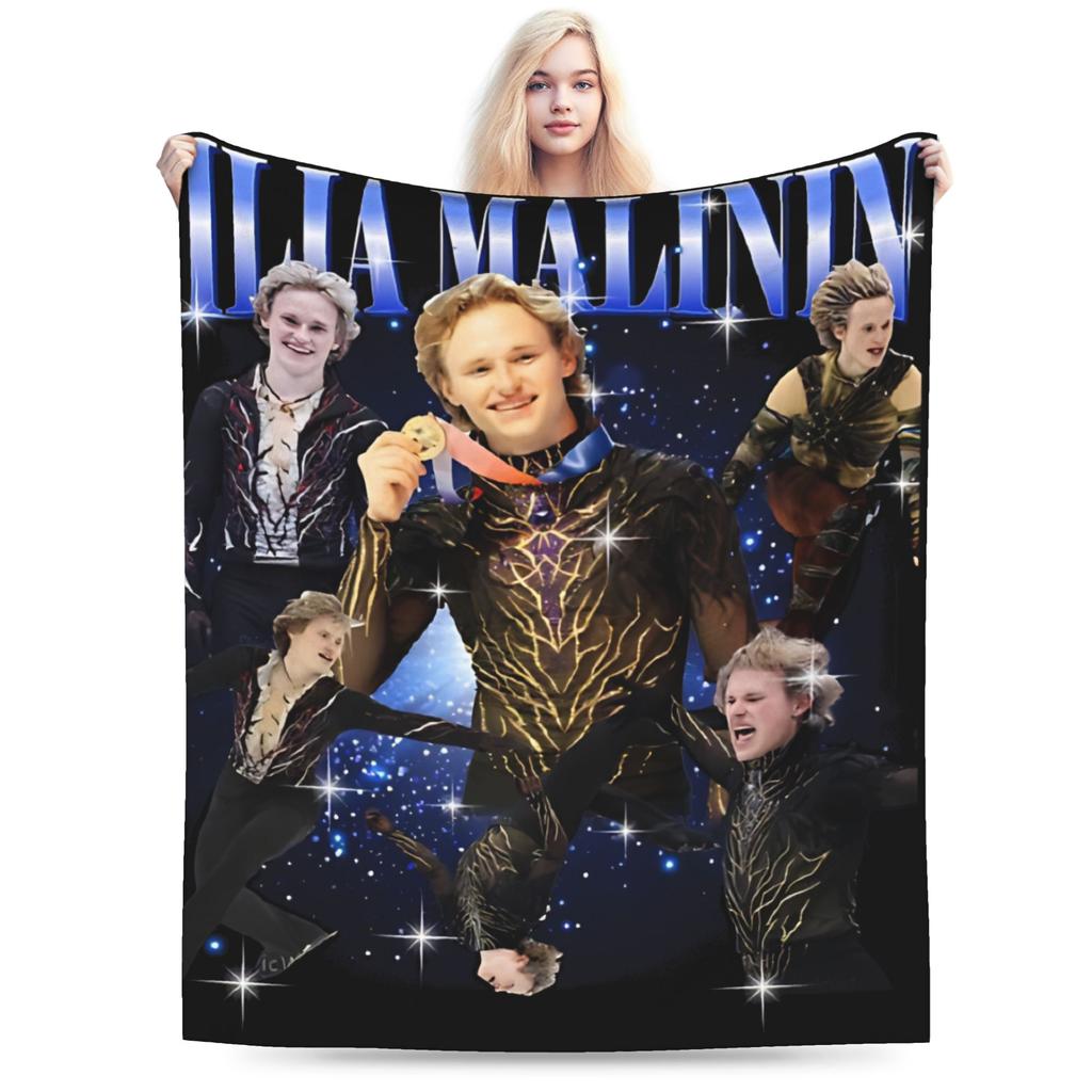 Quad Jump Ice Skating Ilia Malinin Accessories Blanket Warm Cozy Fluffy Throw Blankets for Bed 50x60 Inch Multi-size Bedspread