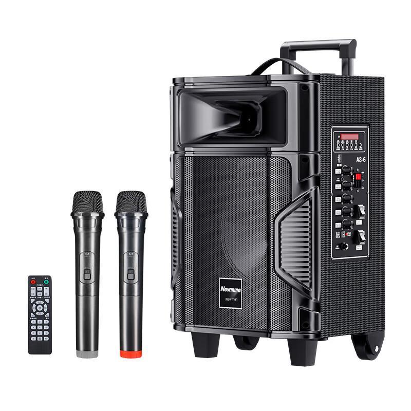 Newman A8 Portable Bluetooth Trolley Speaker with Dual Mics CN Plug (adapter Included)