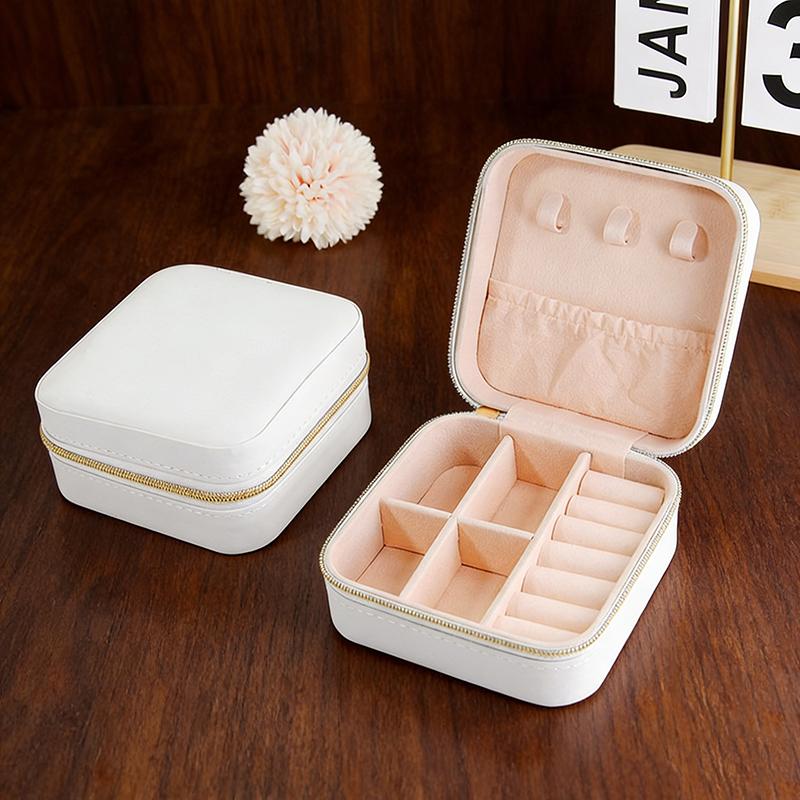 Portable Travel Jewelry Box - Mini Pu Leather Case With Soft Velvet Interior Compact Organizer For Rings Earrings Necklaces