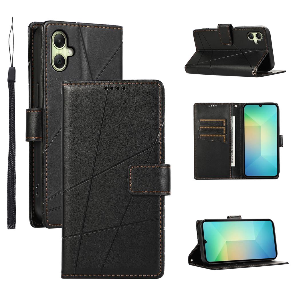For Samsung Galaxy A07 5G/A07 4G Phone Case Line Imprint Leather Wallet Cover with Wrist Strap