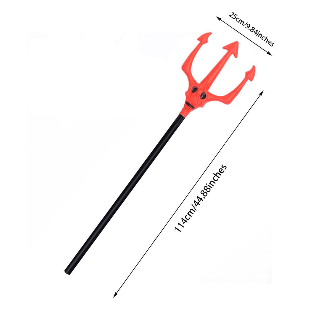 Devil Pitchfork Prop Plastic Devil Halloween Costume Accessories Red Fork Staff Masquerade Cosplay Party Supplies For Adults Kid