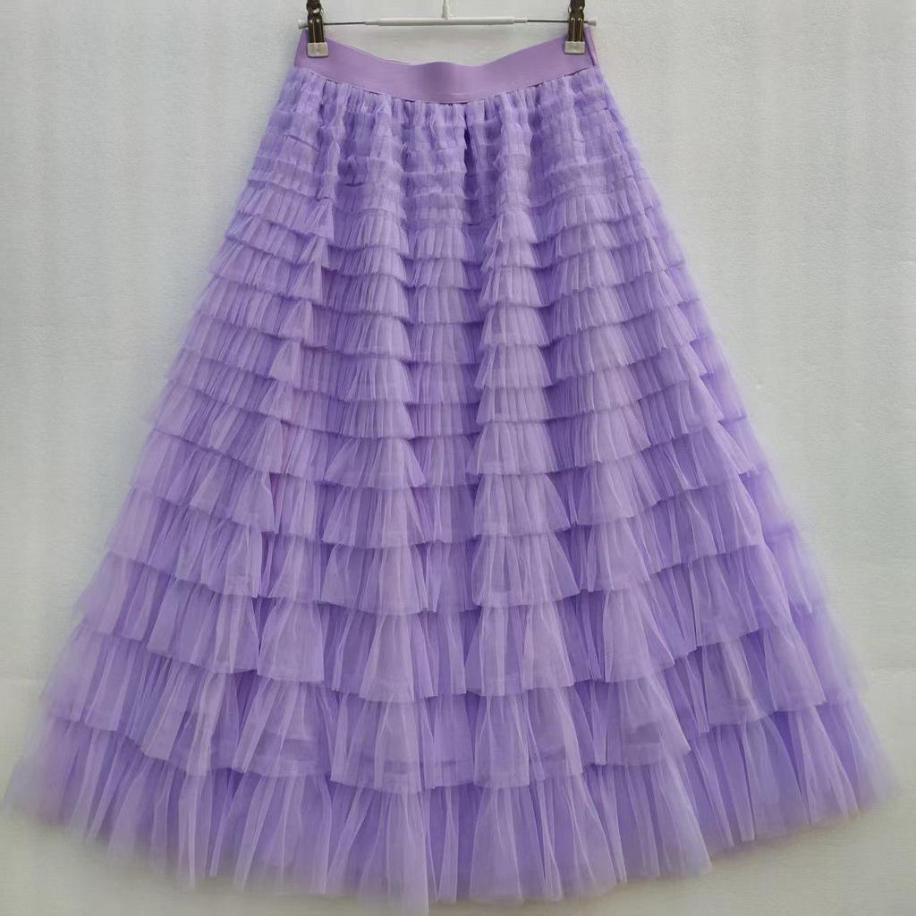 "2023 Spring/Summer Layered Mesh A-Line Skirt for Women"