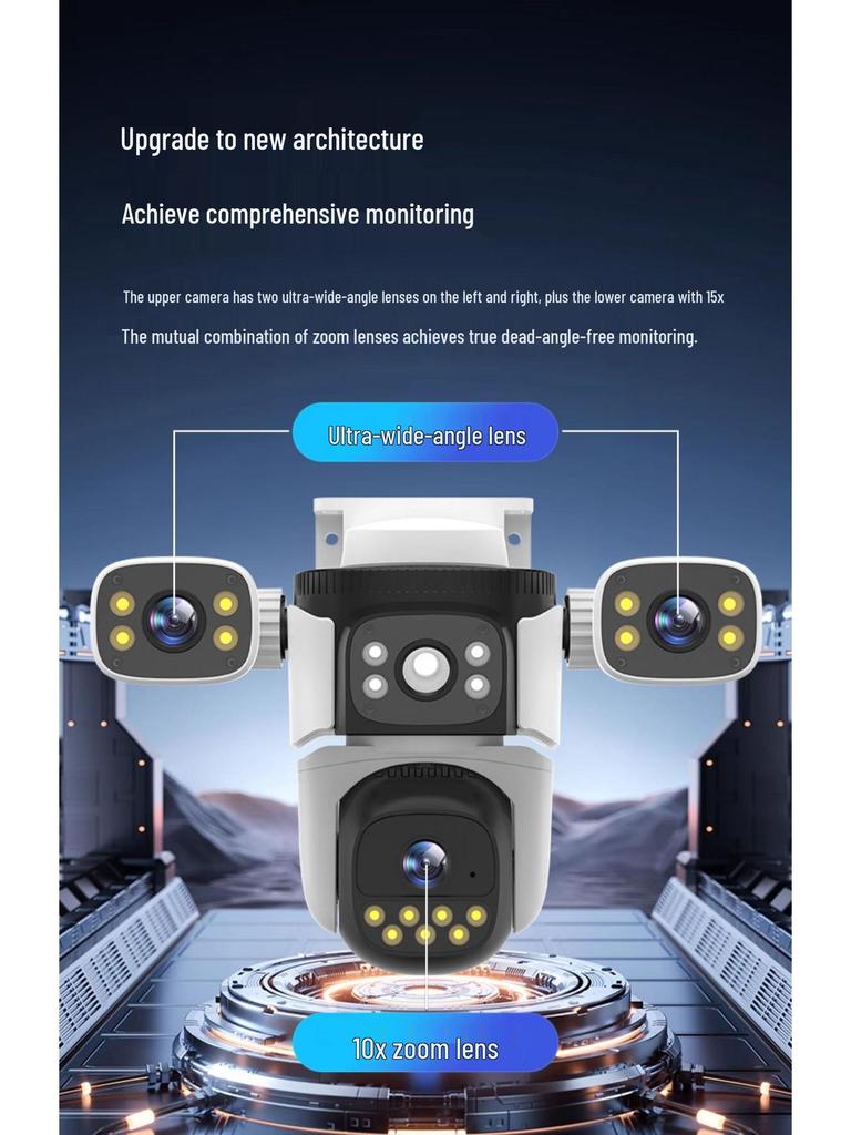 Outdoor 360° Multi-Lens Camera with Triple-Screen Monitoring