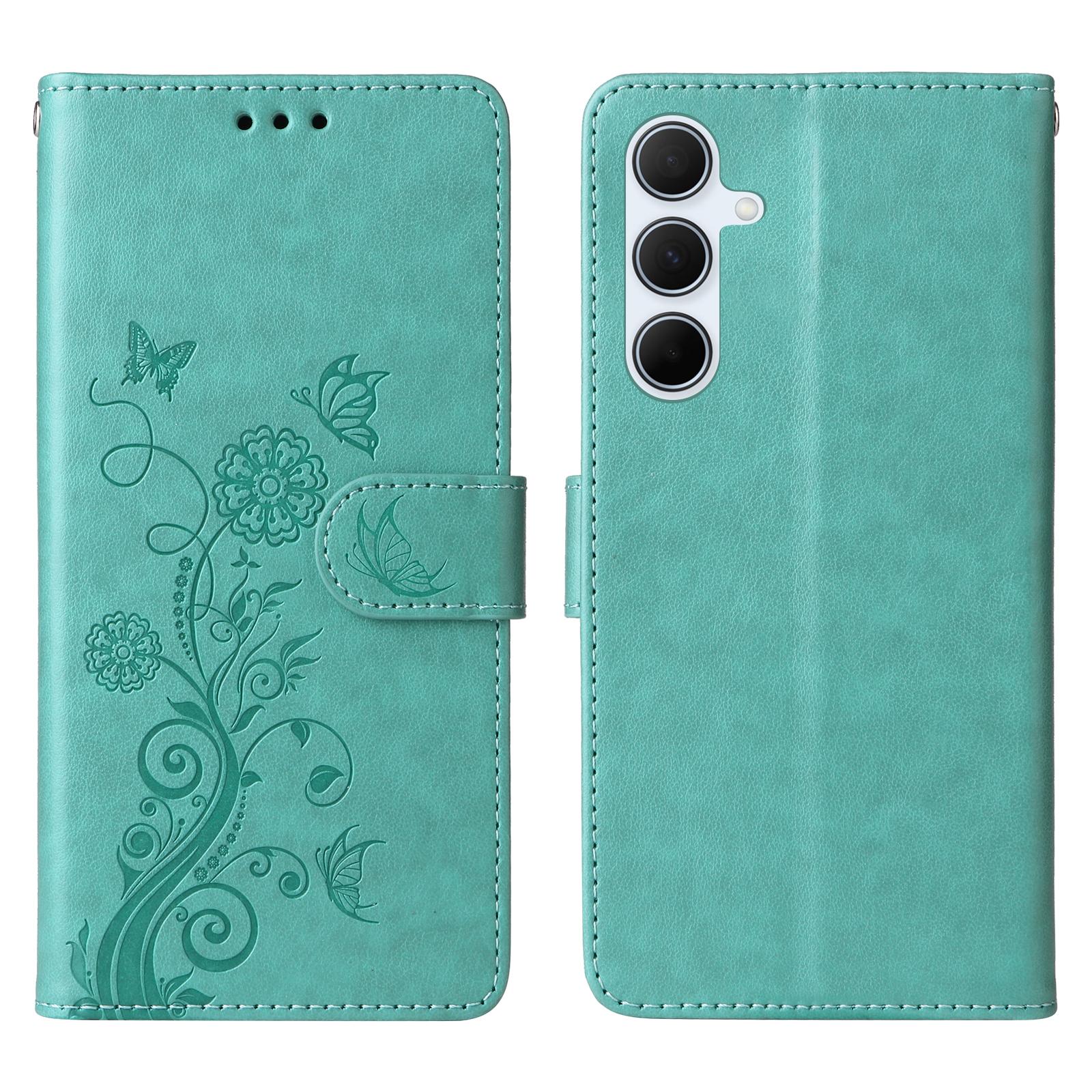 

Для Samsung Galaxy A56 5G/A36 5G Кожаный чехол-бумажник с принтом бабочек и цветов, с подставкой B