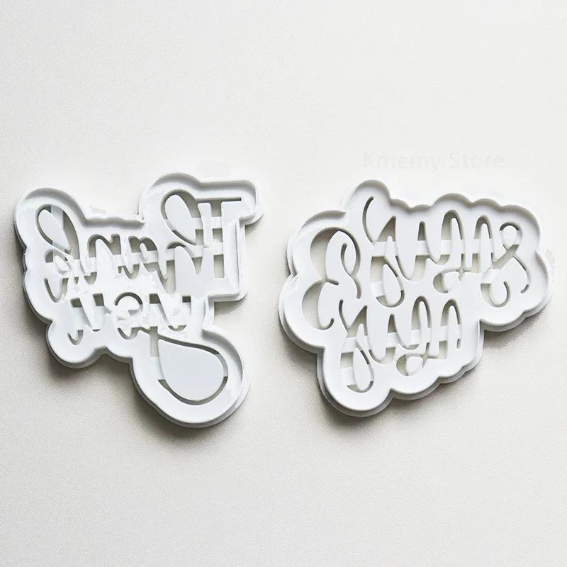 MR&MRS Cookie Cutter Plastic English Letters Thany You Biscuit Embossed Mould Wedding Bridal Party Fondant Cake Decorating Tools