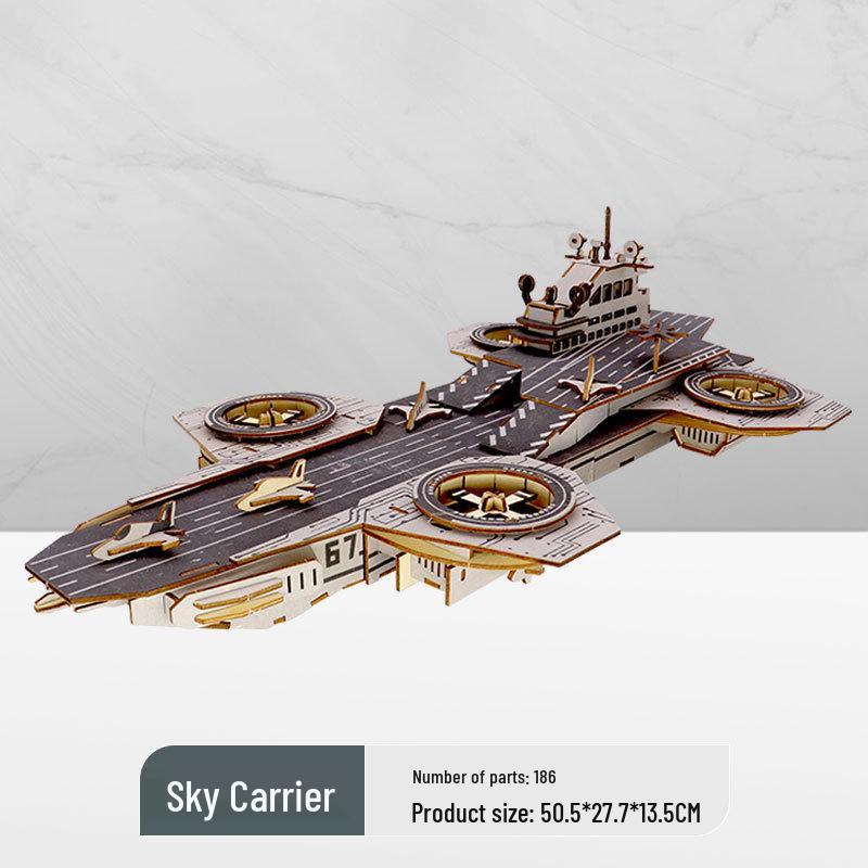 Wooden 3D Military Puzzle Model - Educational DIY Toy for Boys