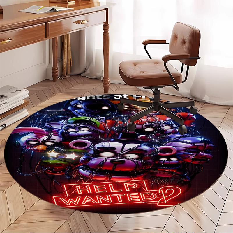 Five Nights at Freddy's Pattern Round Rug, Indoor/Outdoor Mat, for Picnic, Gameroom, Bedroom, Office, Living Room, Home Decor Carpet, Birthday Gift