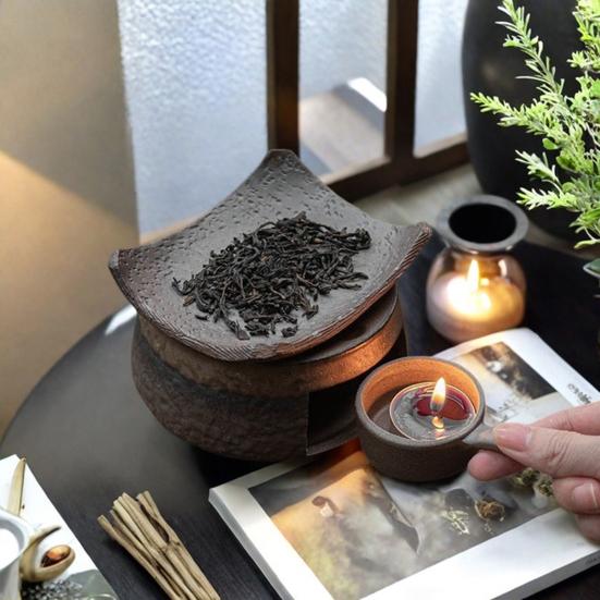 Keramischer Teewärmer Aromatherapie Kerzendiffusor zum Erwärmen von Teekannen Heim Büro Meditationsdekor Retro-Stil Atmosphärenverstärker