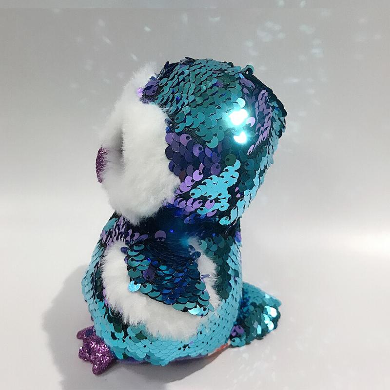 15cm Büyük Gözlü Payetli Mor Baykuş Ay Işığı Doldurulmuş Peluş Oyuncak Sevimli Hayvan Bebek Çocuklar Noel Yeni Yıl Hediyeleri