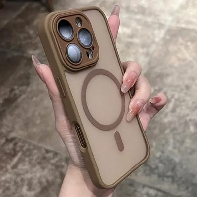 Matte durchscheinende magnetische Hülle für iPhone 17 16 14 13 Mini 15 12 11 Pro Max Plus Magsafe kabelloses Laden Panzer stoßfeste Abdeckung