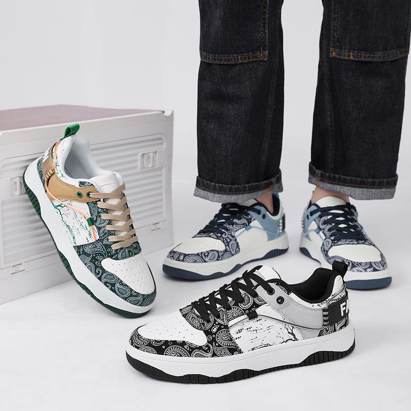 Herren Casual Skateboardschuhe Bedruckte Laufschuhe Joggingsneaker Schuhe für Studenten Übergröße