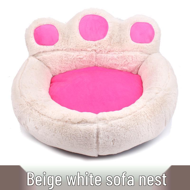 Cozy Bear Paw Pet Bed: Plush, Warm Dog and Cat Bed for Autumn/Winter